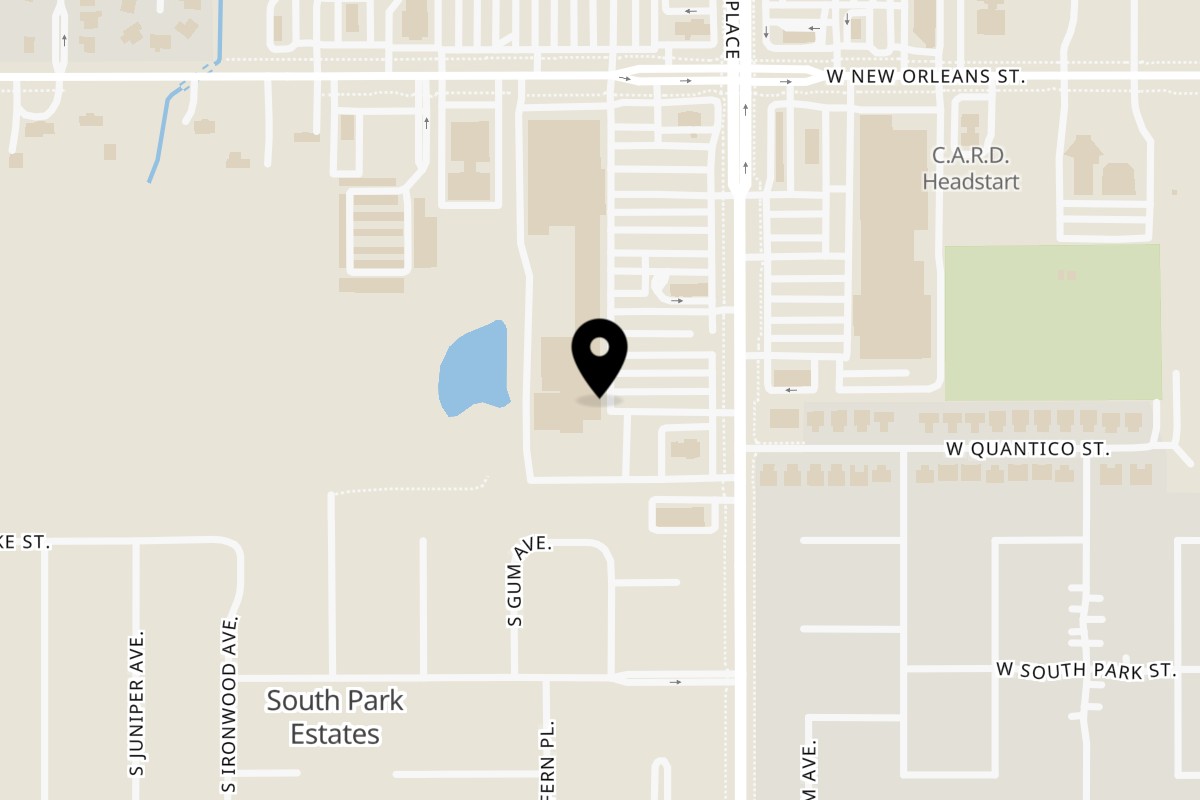 Map showing the location of Apple Barrel Cafe Broken Arrow on 3806 S Elm Pl in Broken Arrow