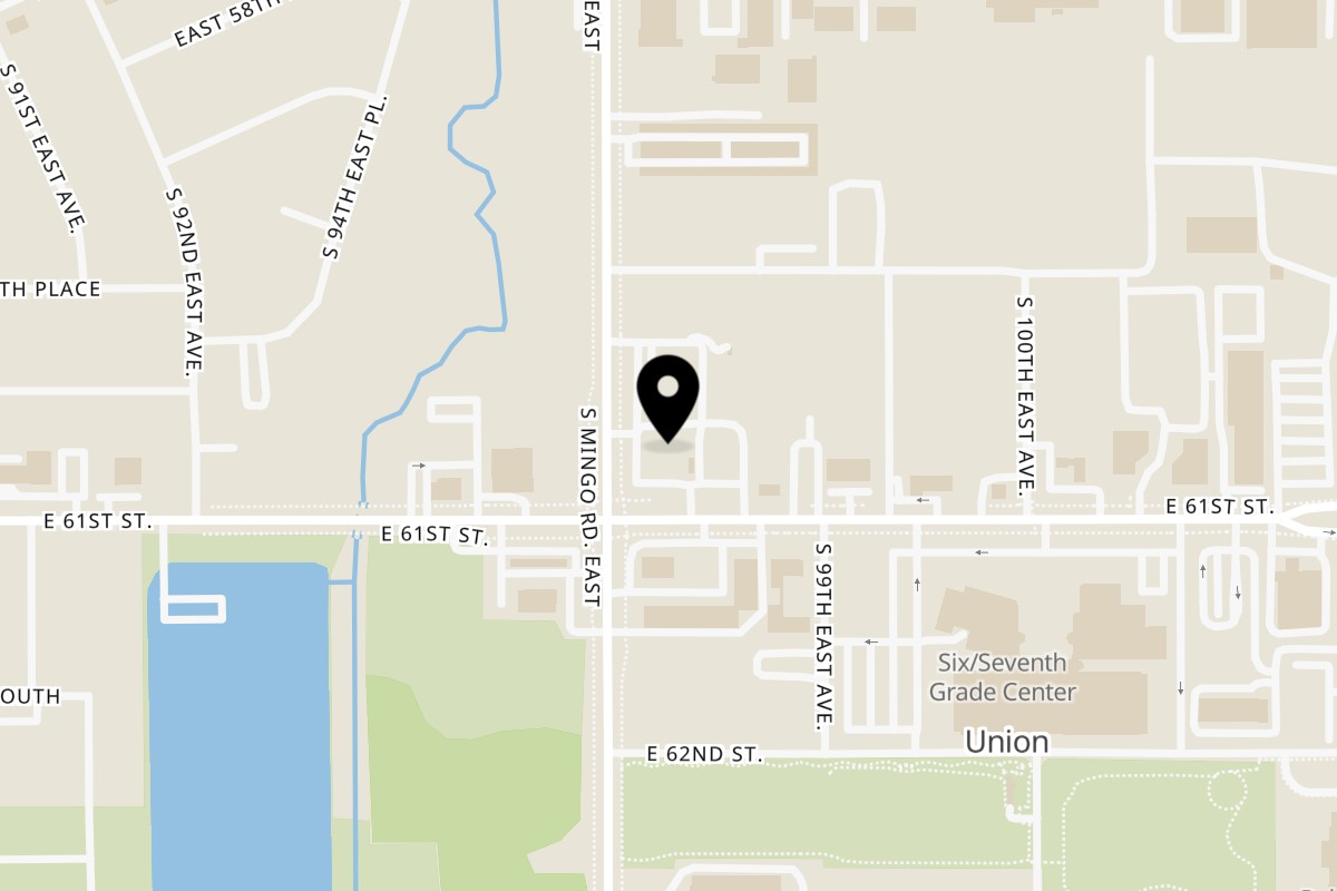 Map showing the location of Apple Barrel Cafe 61st & Mingo - East Tulsa on 9701 E 61st St in Tulsa
